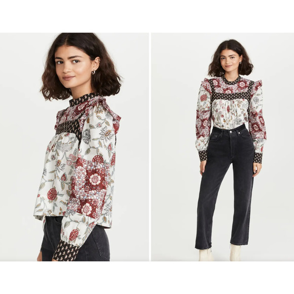 ALIX OF BOHEMIA Madeline Patchwork Top Blouse Size Small - Picture 4 of 13